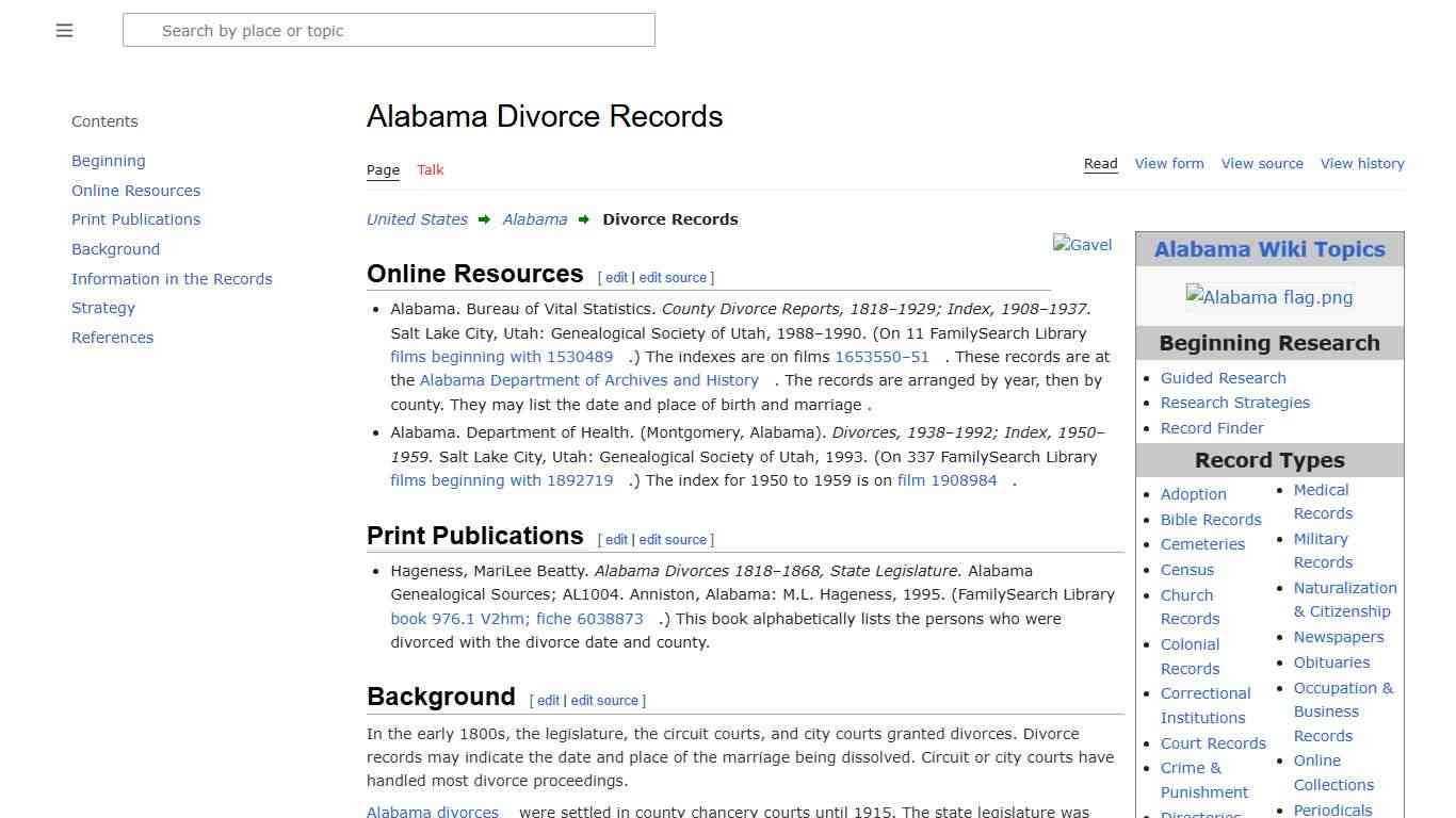 Alabama Divorce Records • FamilySearch